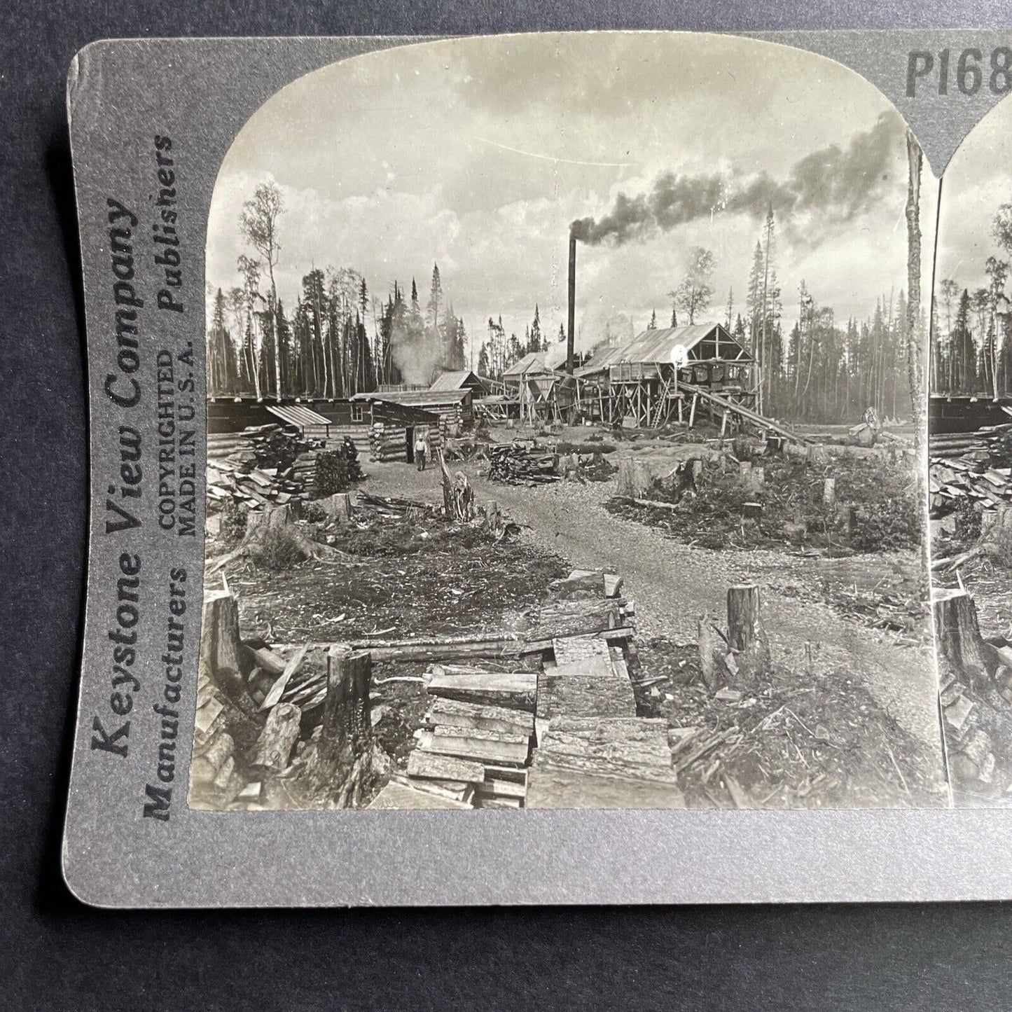 Antique 1905 Logging Mill Concord New Hampshire Stereoview Photo Card P1518