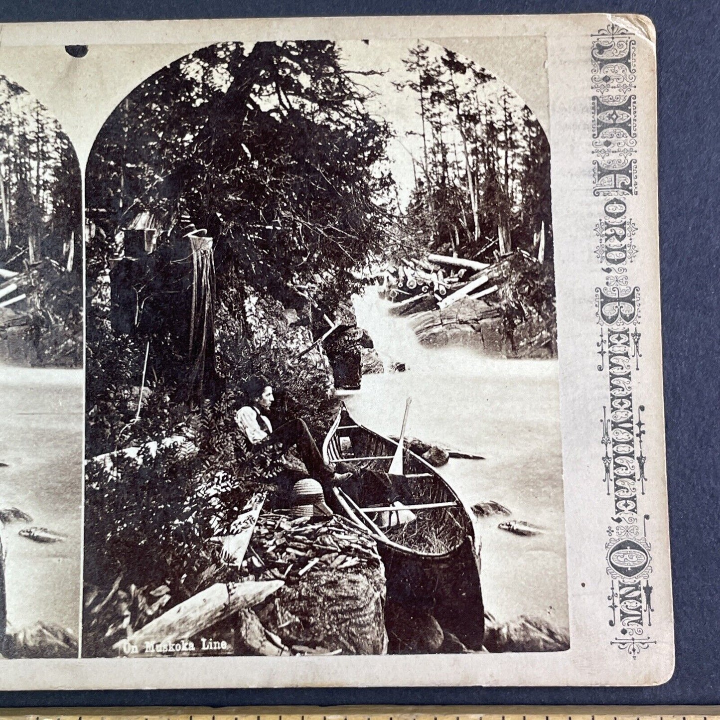 Wilsons Falls Bracebridge Ontario Stereoview Muskoka Line Antique c1870s X4178