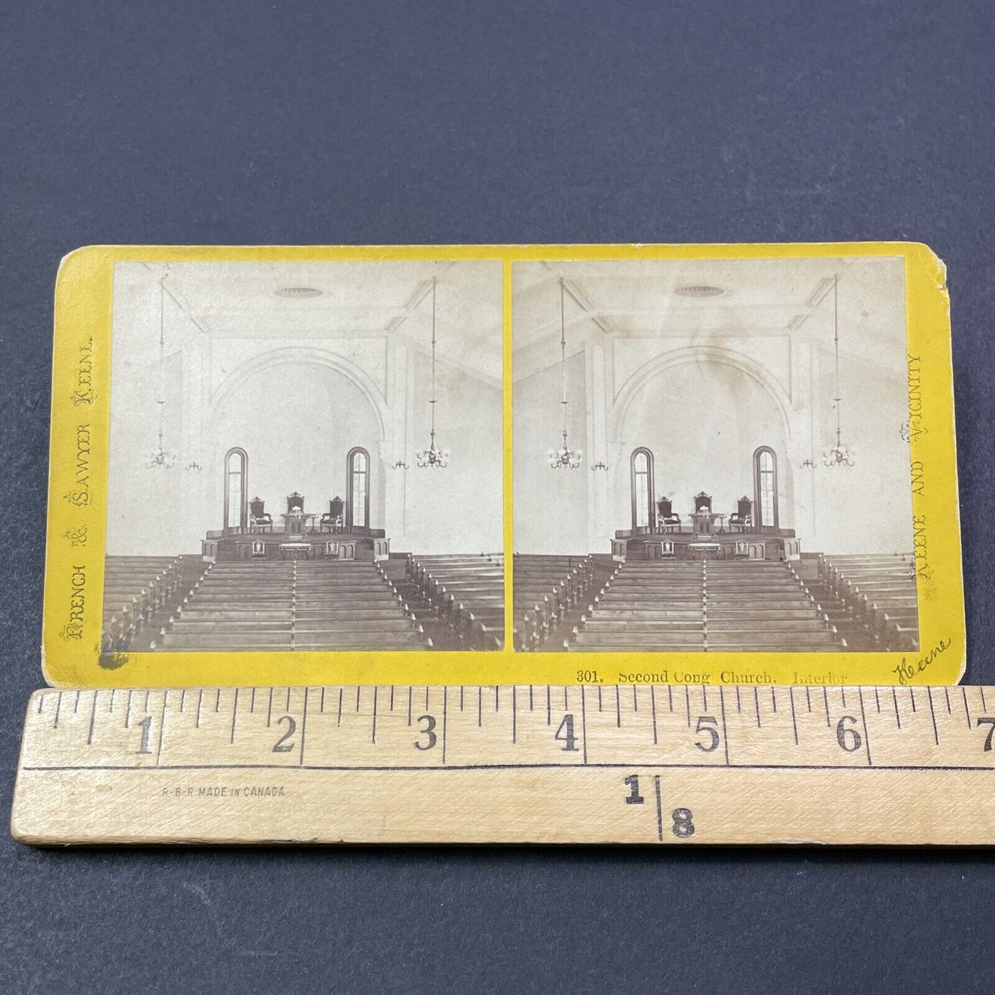 Antique 1860s United Church Of Christ Keene NH Stereoview Photo Card V2077