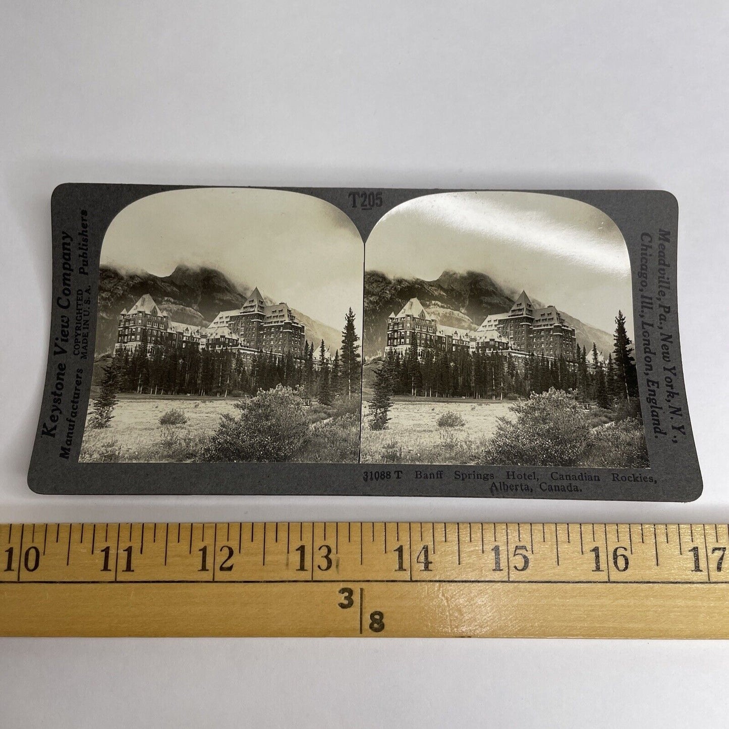 Antique 1917 Banff Springs Hotel Alberta Rockies Canada Stereoview Photo PC615