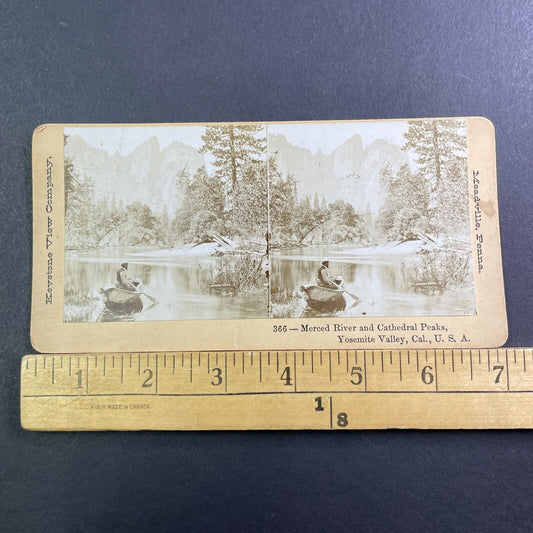 Fishing Merced River Yosemite Yo-Semite California Stereoview Antique 1886 X1644