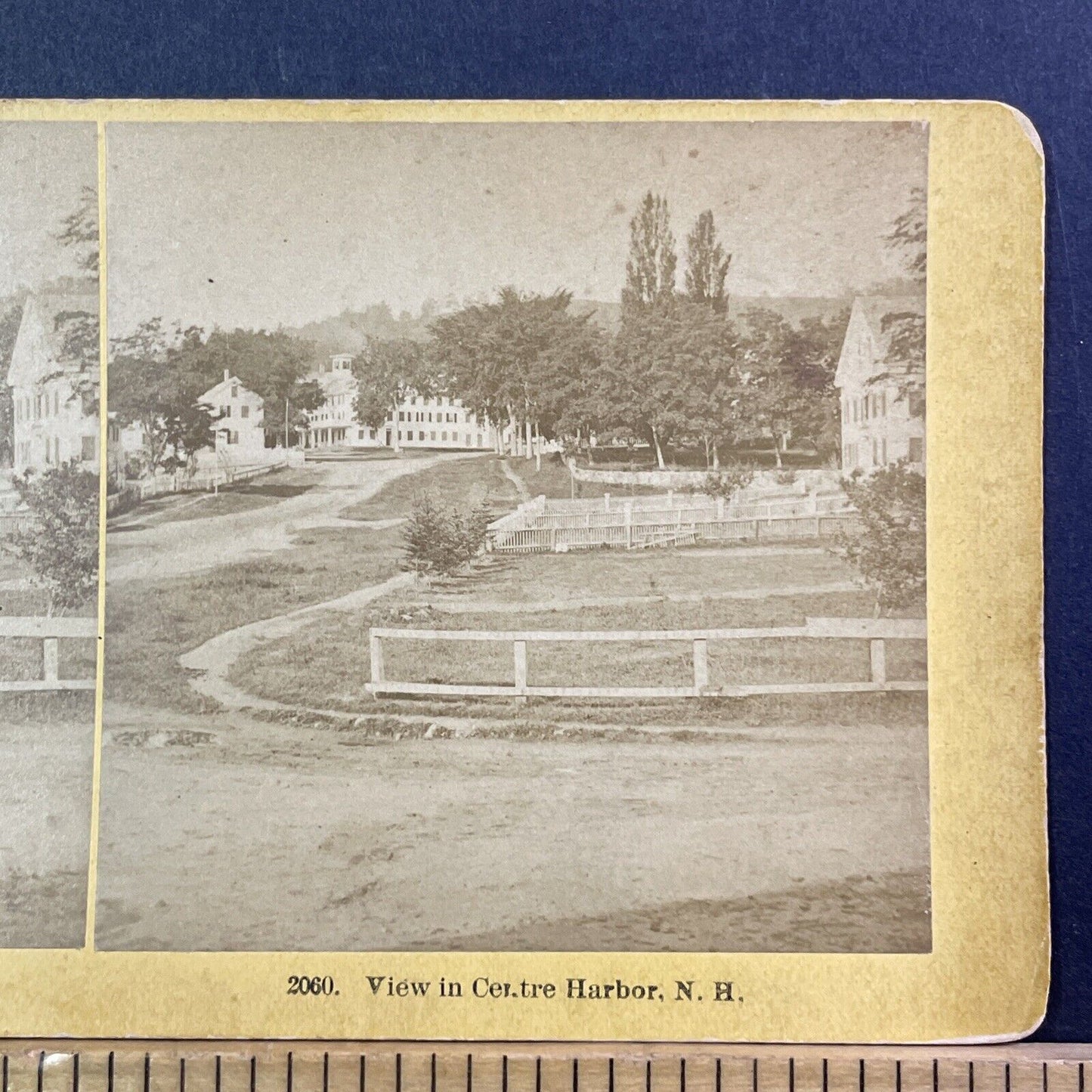 Center Harbor New Hampshire Stereoview Downtown View Antique c1872 X2445