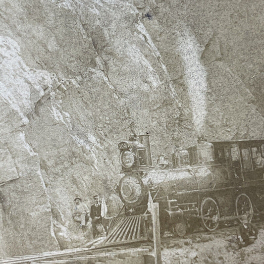 Antique 1890 Toltec Gorge Steam Train Colorado Stereoview Photo Card CREASE 3328