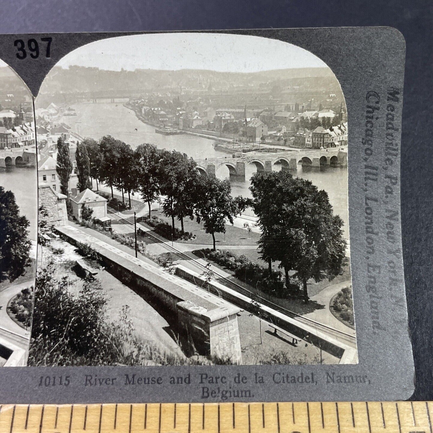 Antique 1920s Namur Belgium City & River View Stereoview Photo Card P3685