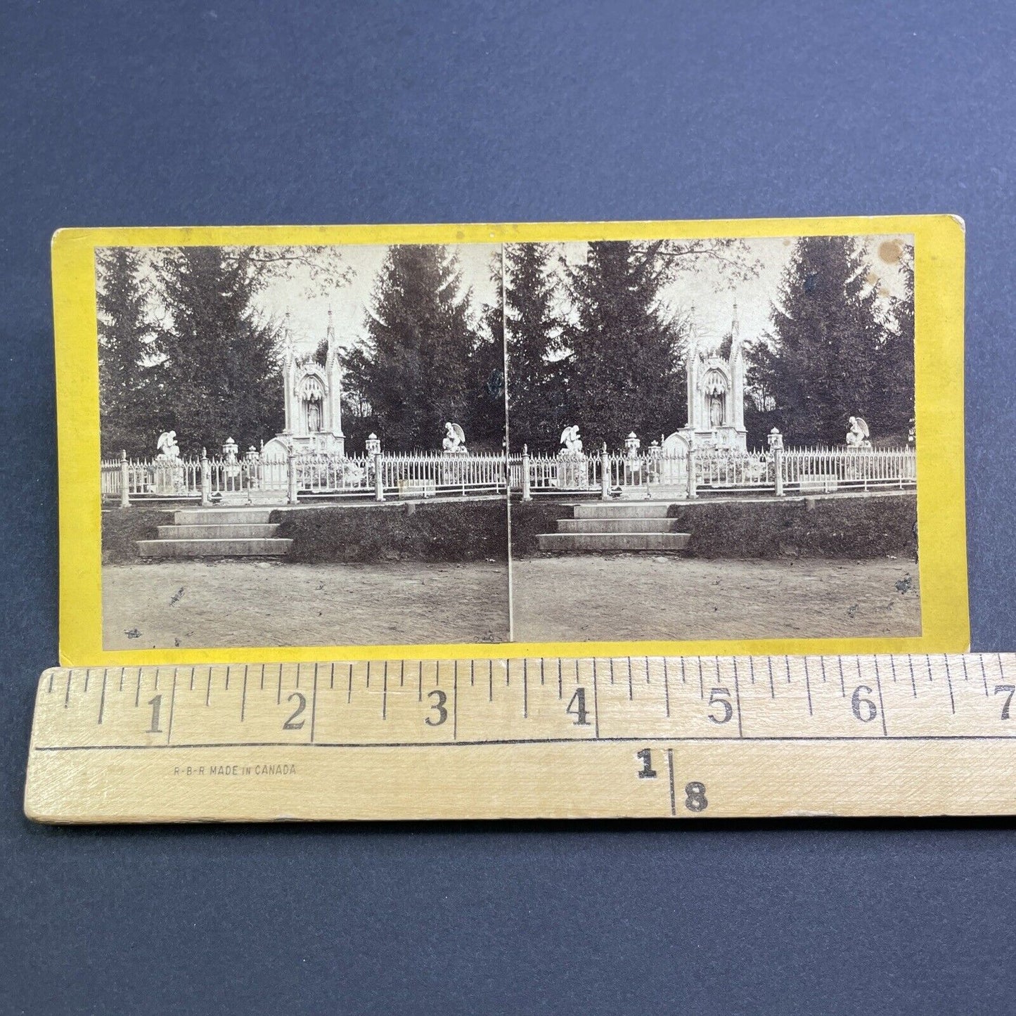 Antique 1870s Charlotte Canda Grave Green-Wood Cemetery Stereoview Card V509