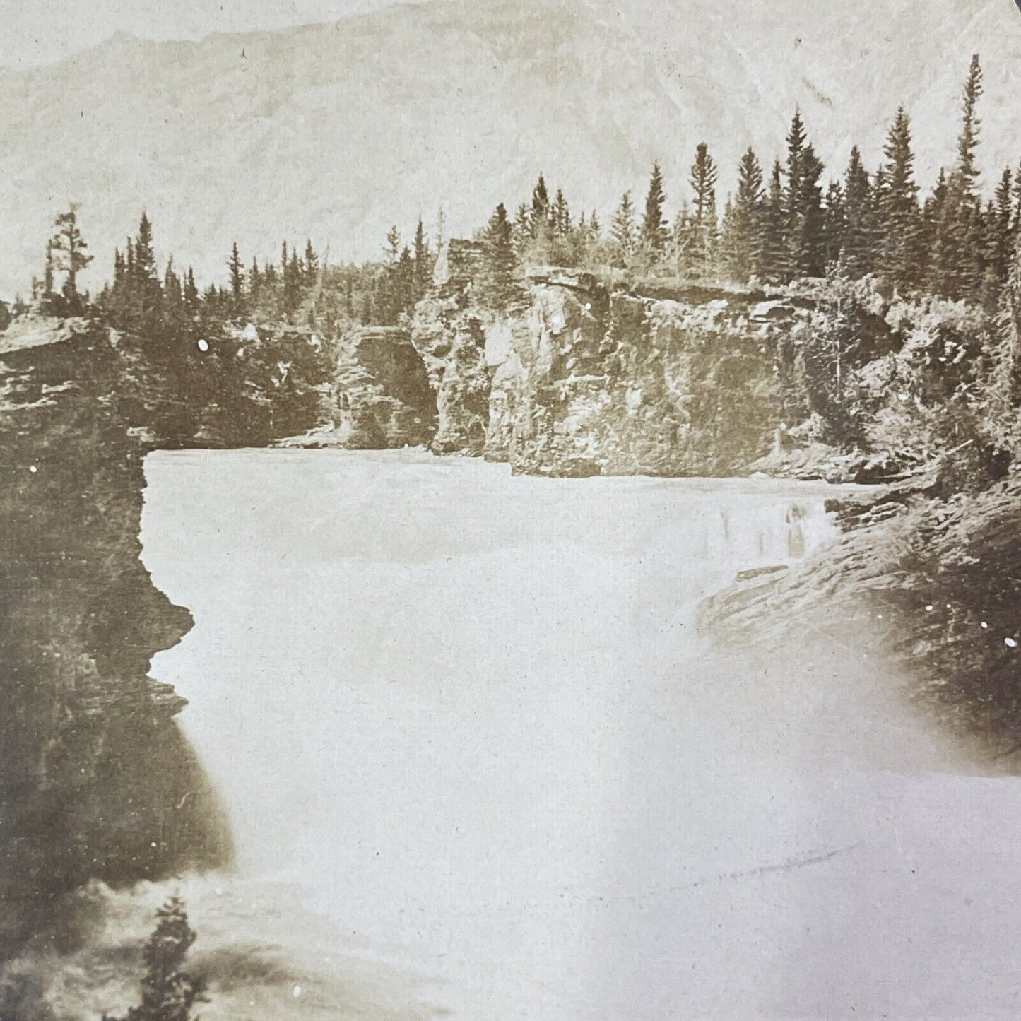 Kananaskis Falls Before the Dam Alberta Stereoview CPR Rail Views c1905 Y2121