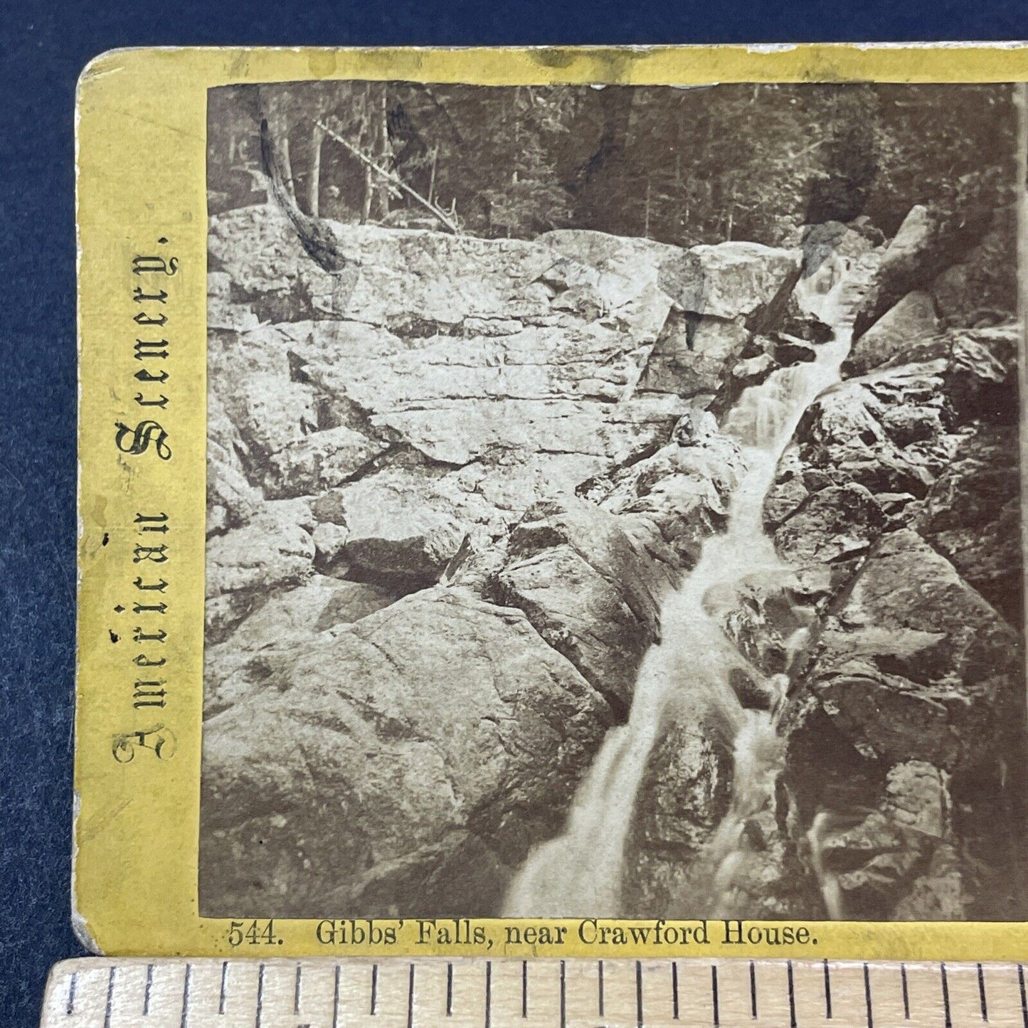 Antique 1871 Gibbs Falls & Gibbs Brook New Hampshire Stereoview Photo Card V1852