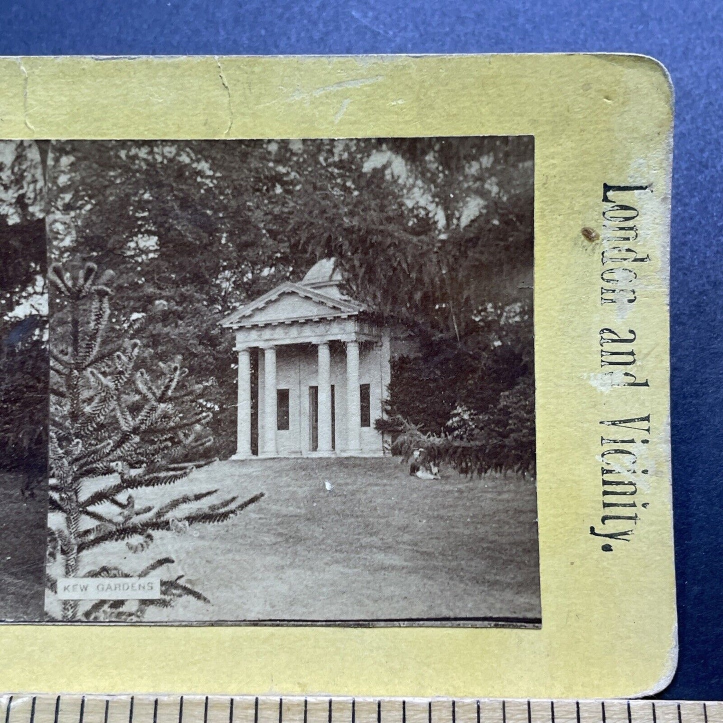 Antique 1870s Temple Of Bellona Kew Gardens England Stereoview Photo Card V3411