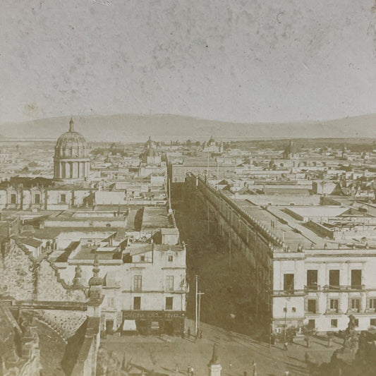 Antique 1880s Mexico City Mexico Main Street Stereoview Photo Card P5045