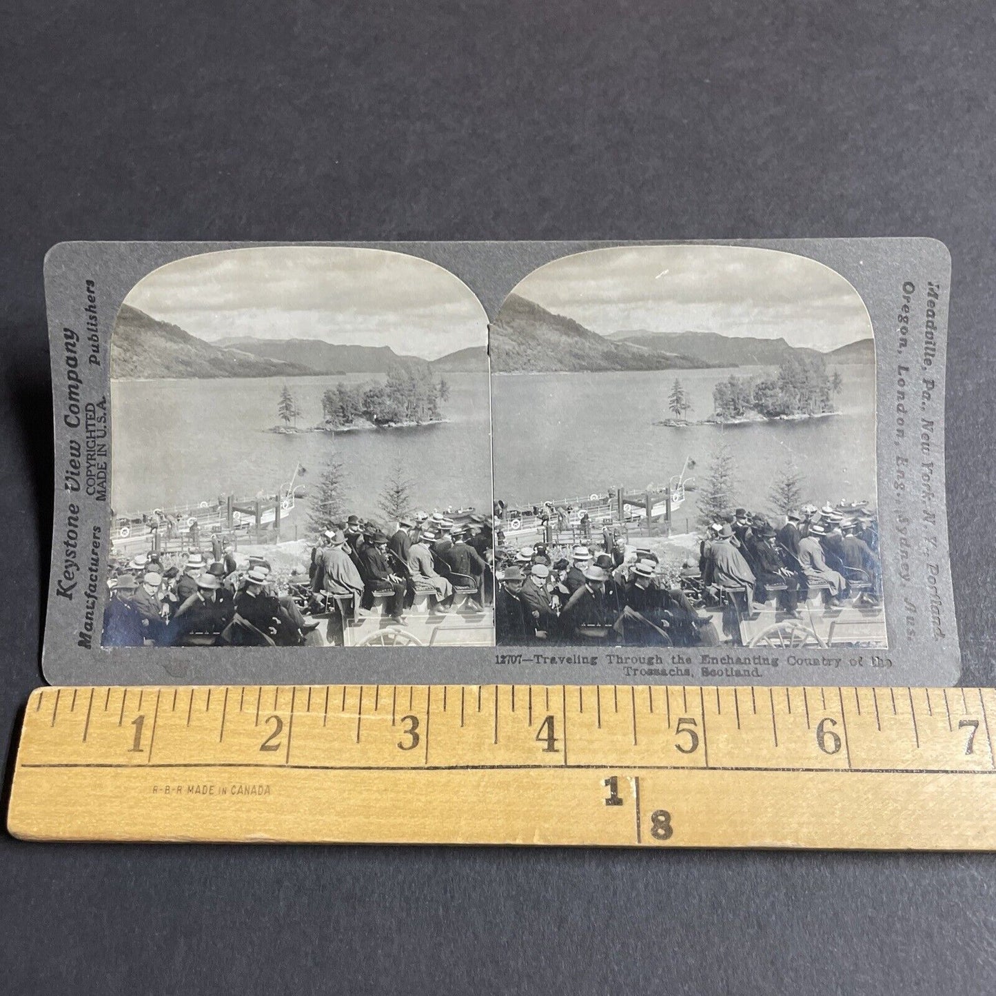 Antique 1909 Scottish People Travel By Coach & Ferry Stereoview Photo Card P4252