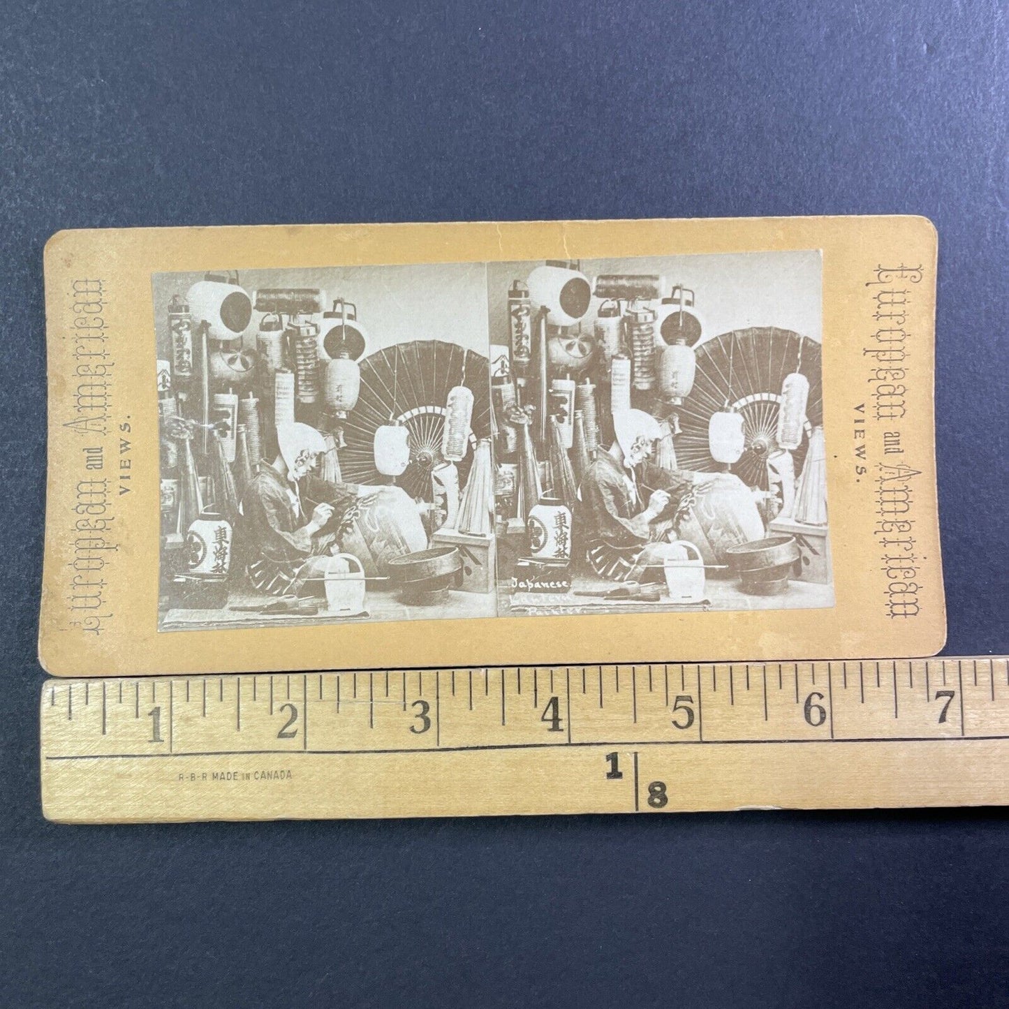 Japanese Paper Lantern Maker Stereoview Kusakabe Kimbei Antique c1870 X3107 RARE