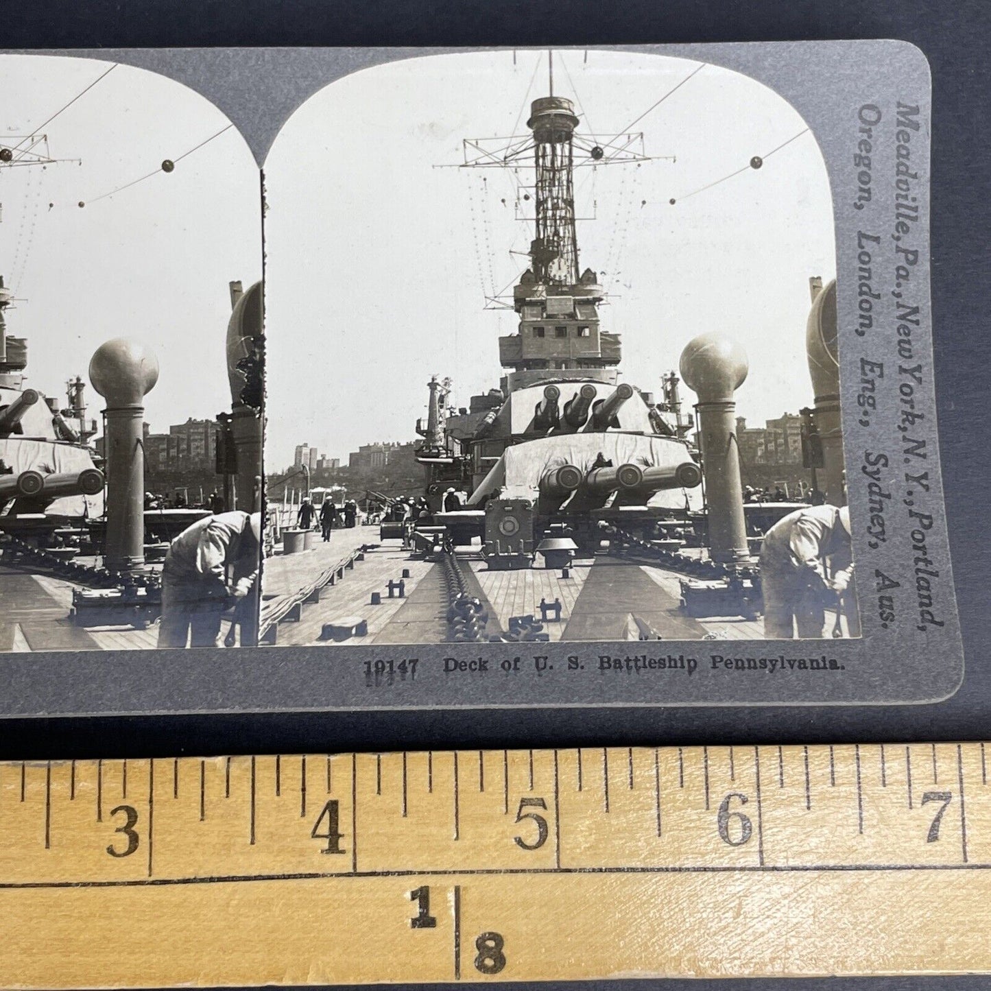 Antique 1918 U.S. Battleship Pennsylvania Naval Ship Stereoview Photo Card P907