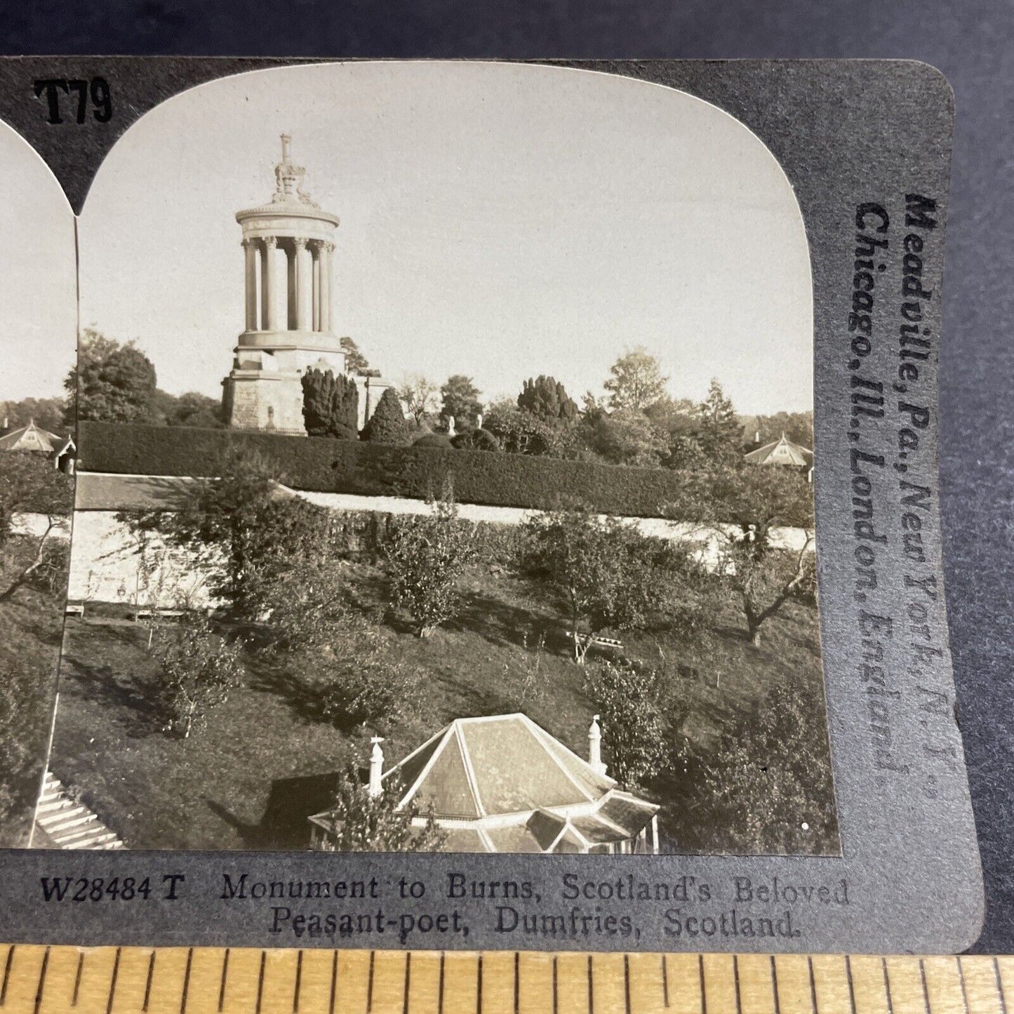 Antique 1920s Robbie Burns Monument Dumfries Scotland Stereoview Photo Card 5097