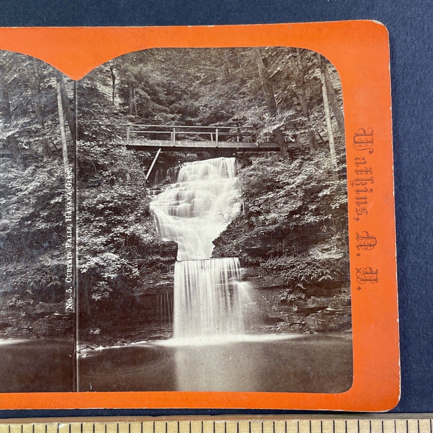 Curtain Falls Watkins Glen New York Stereoview R.D. Crum Antique c1870 Y1044