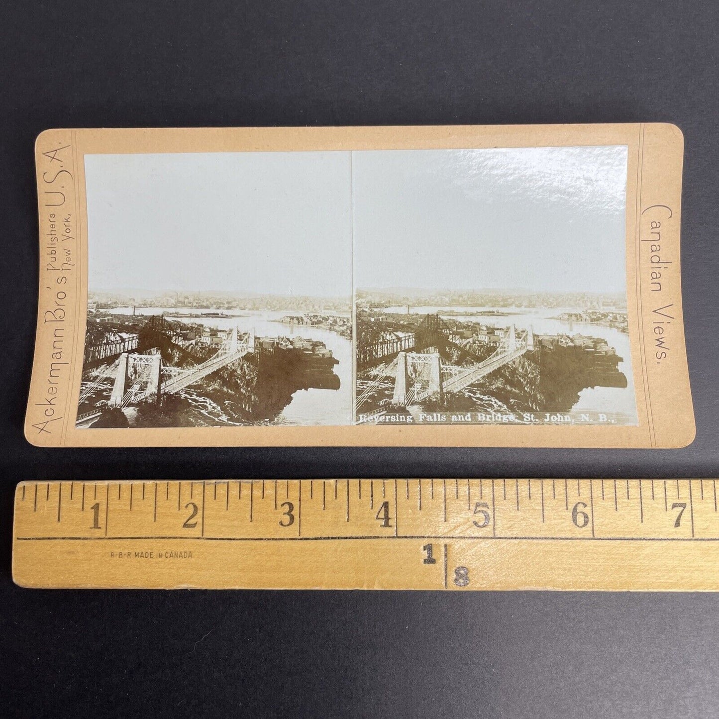 Antique 1890s Reversing Falls Bridge St. John NB Stereoview Photo Card PC881