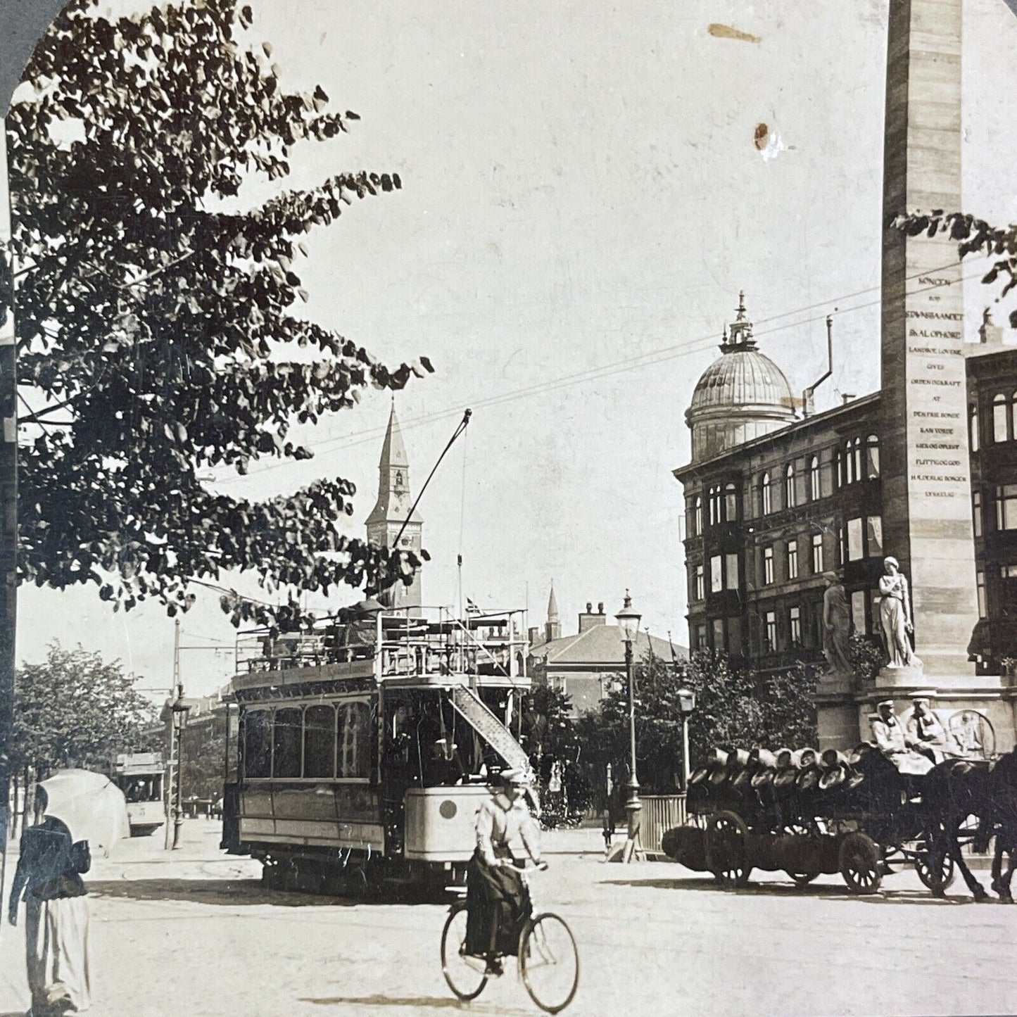 Column of Liberty Copenhagen Denmark Stereoview Antique c1901 Y1364