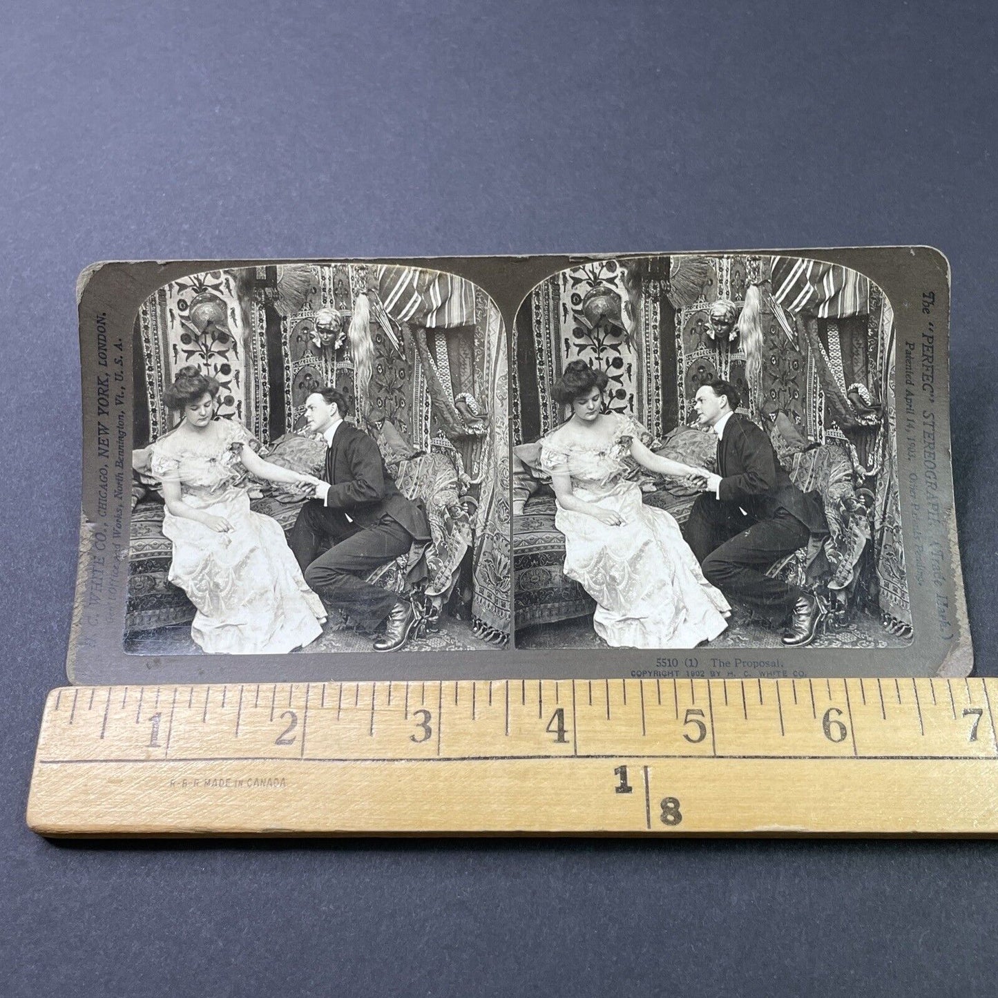 Antique 1902 Man Proposes Marriage To Woman Stereoview Photo Card P2926