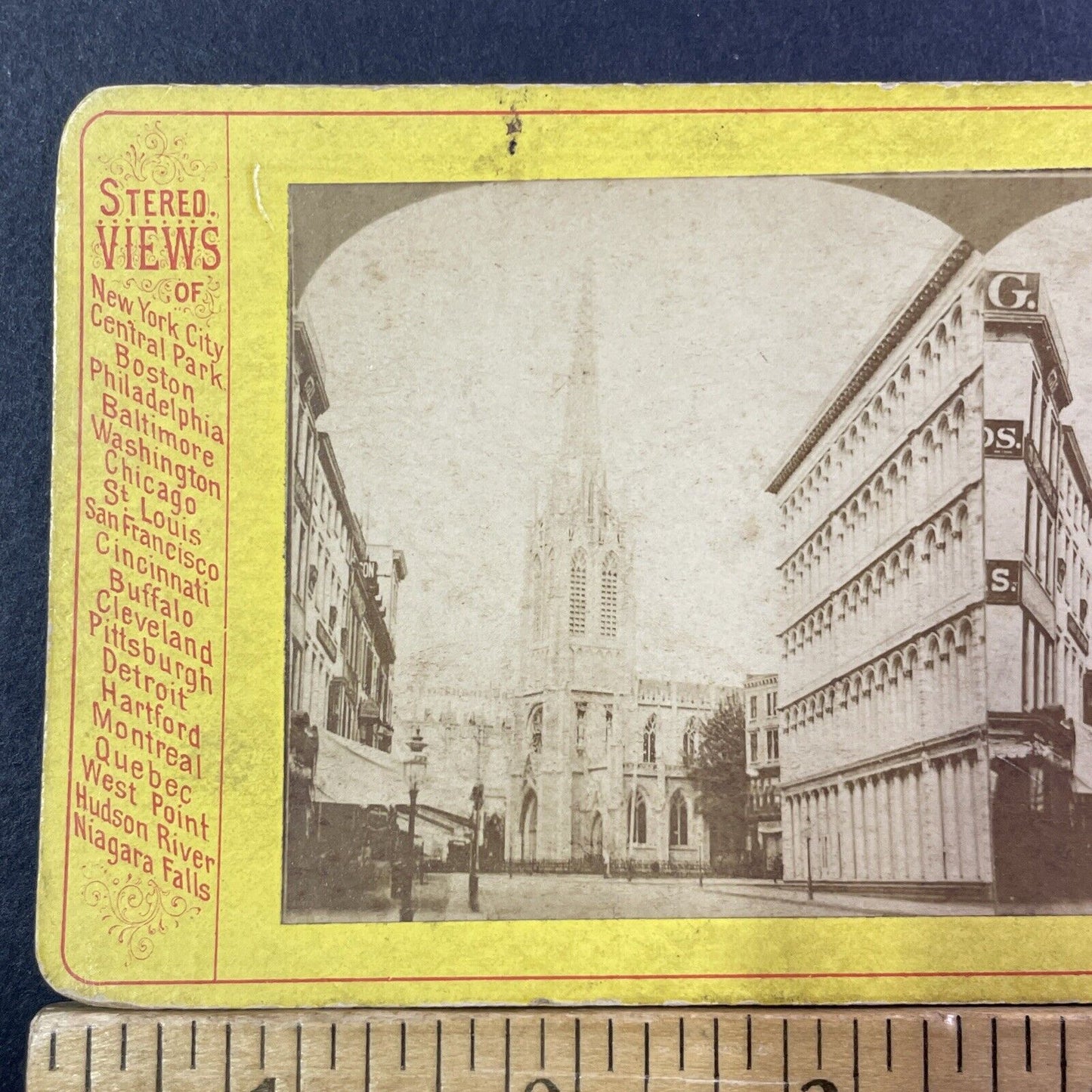 Grace Church Broadway & 9th Stereoview Manhattan NY Antique c1875 X1290