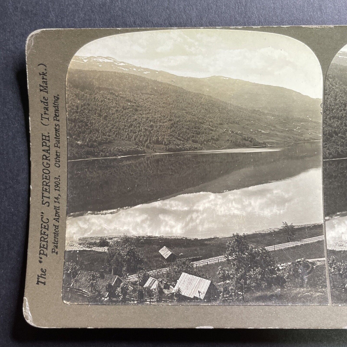 Antique 1903 Vossevangen Norway Vangsvatnet Lake Stereoview Photo Card P1705