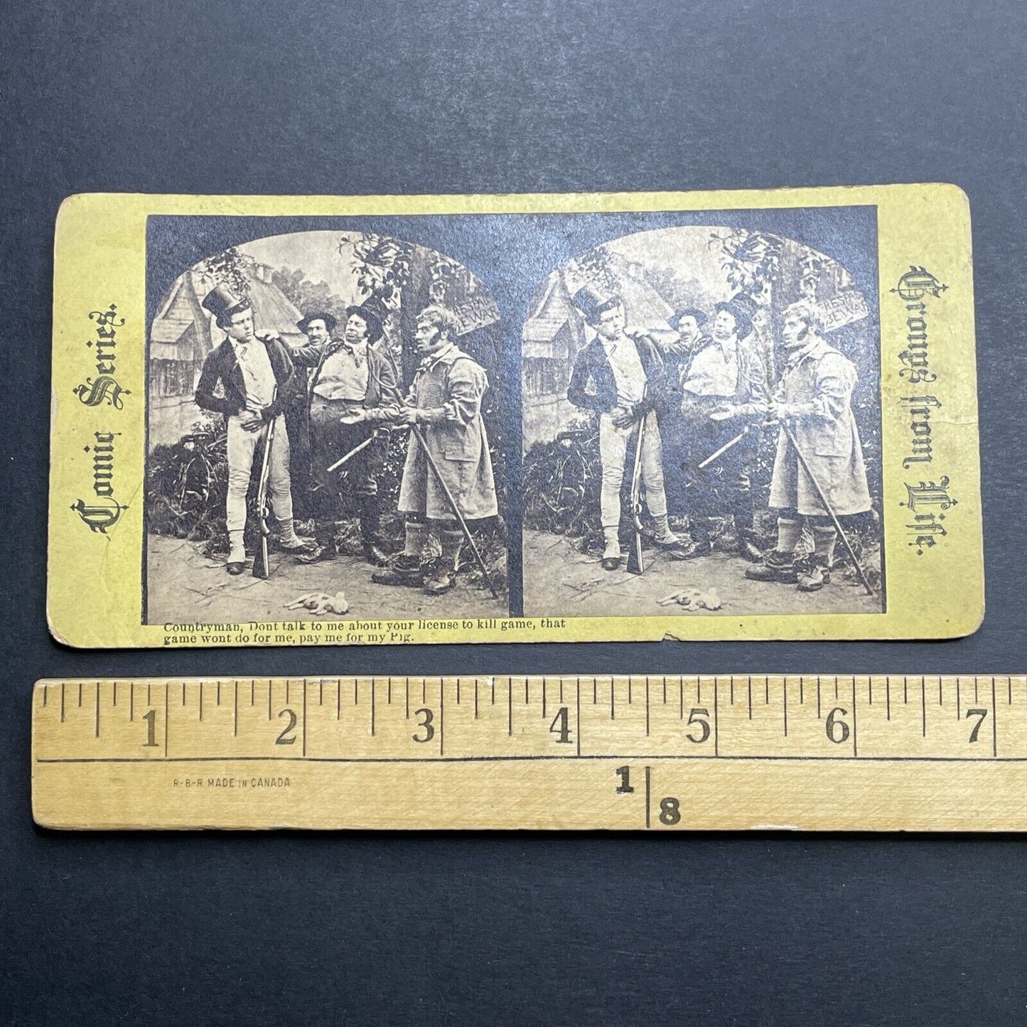 Antique 1860s Hunter Accosted By Farmers Stereoview Photo Card P1193