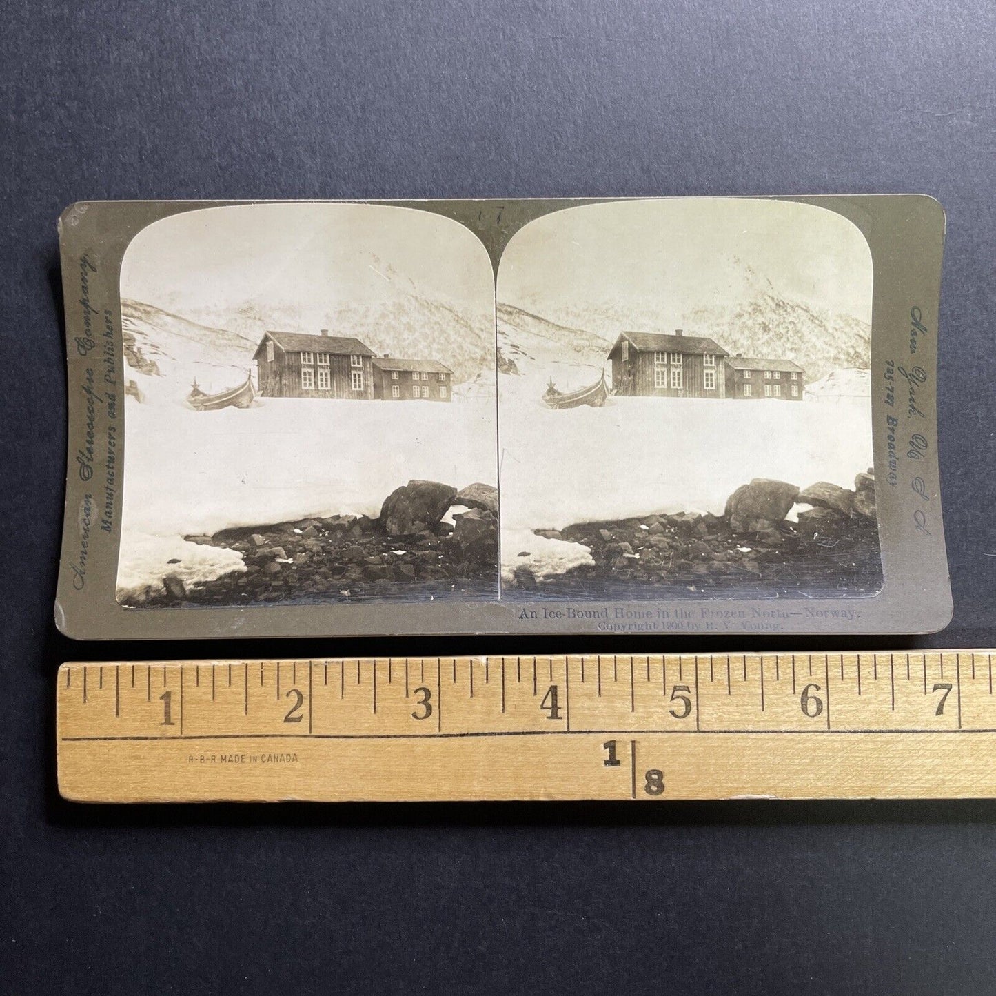 Antique 1900 A House In Honningsvag Norway Stereoview Photo Card P1715