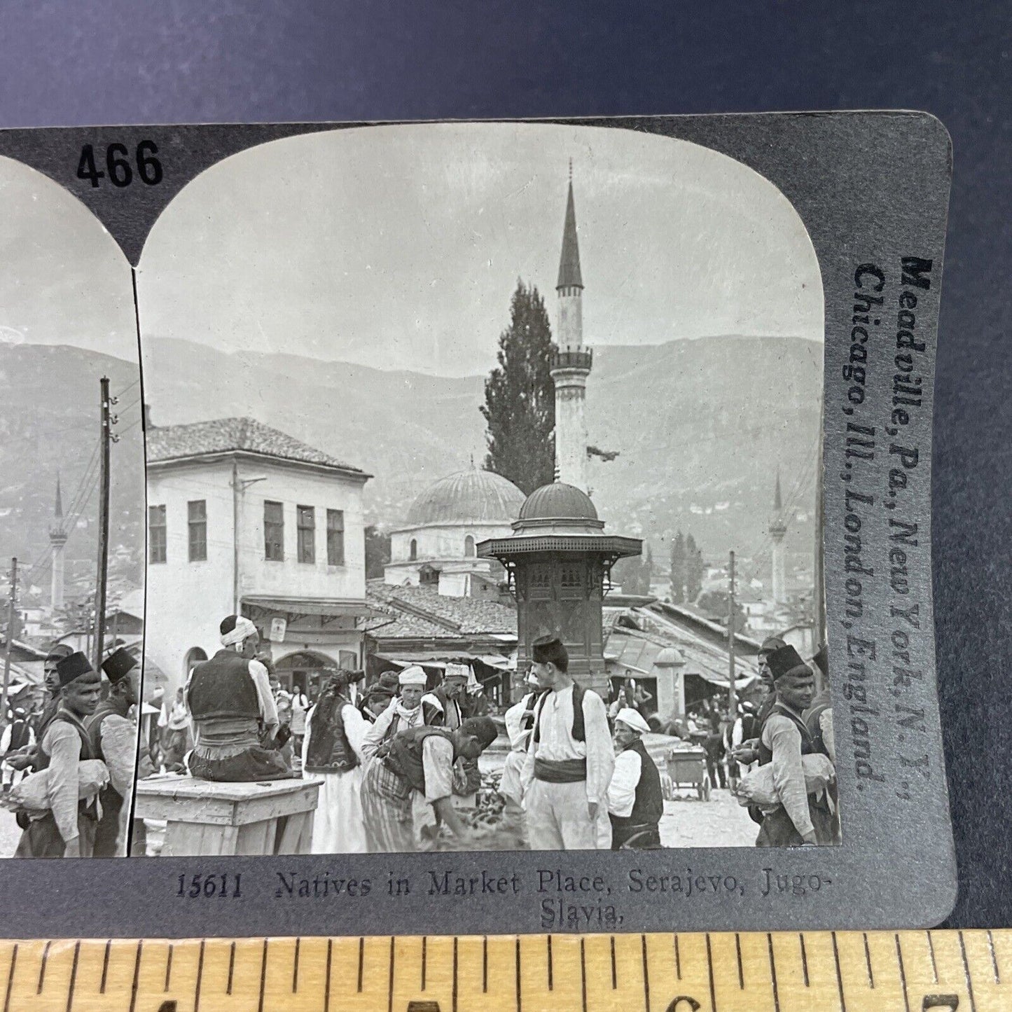 Antique 1910s Traditional Clothing Sarajevo Serbia Stereoview Photo Card P3753