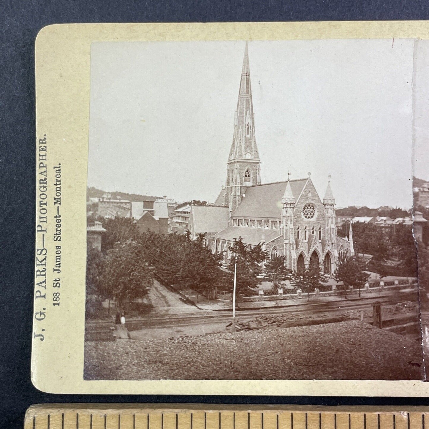 Christ Church Cathedral Montreal Quebec Stereoview J.G. Parks c1870s Y1729