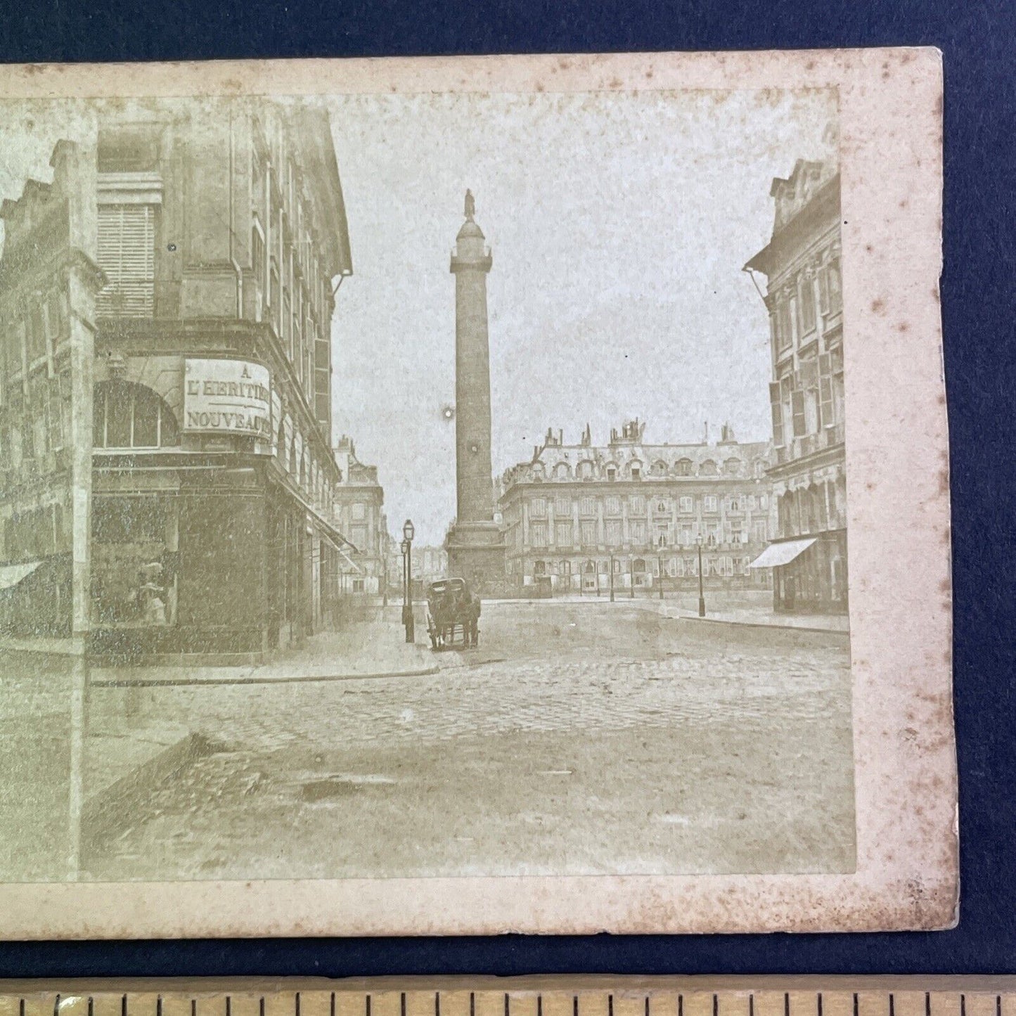 Vendome Column with Napoleon on Top Stereoview Paris Salt Photo c1860 Y973