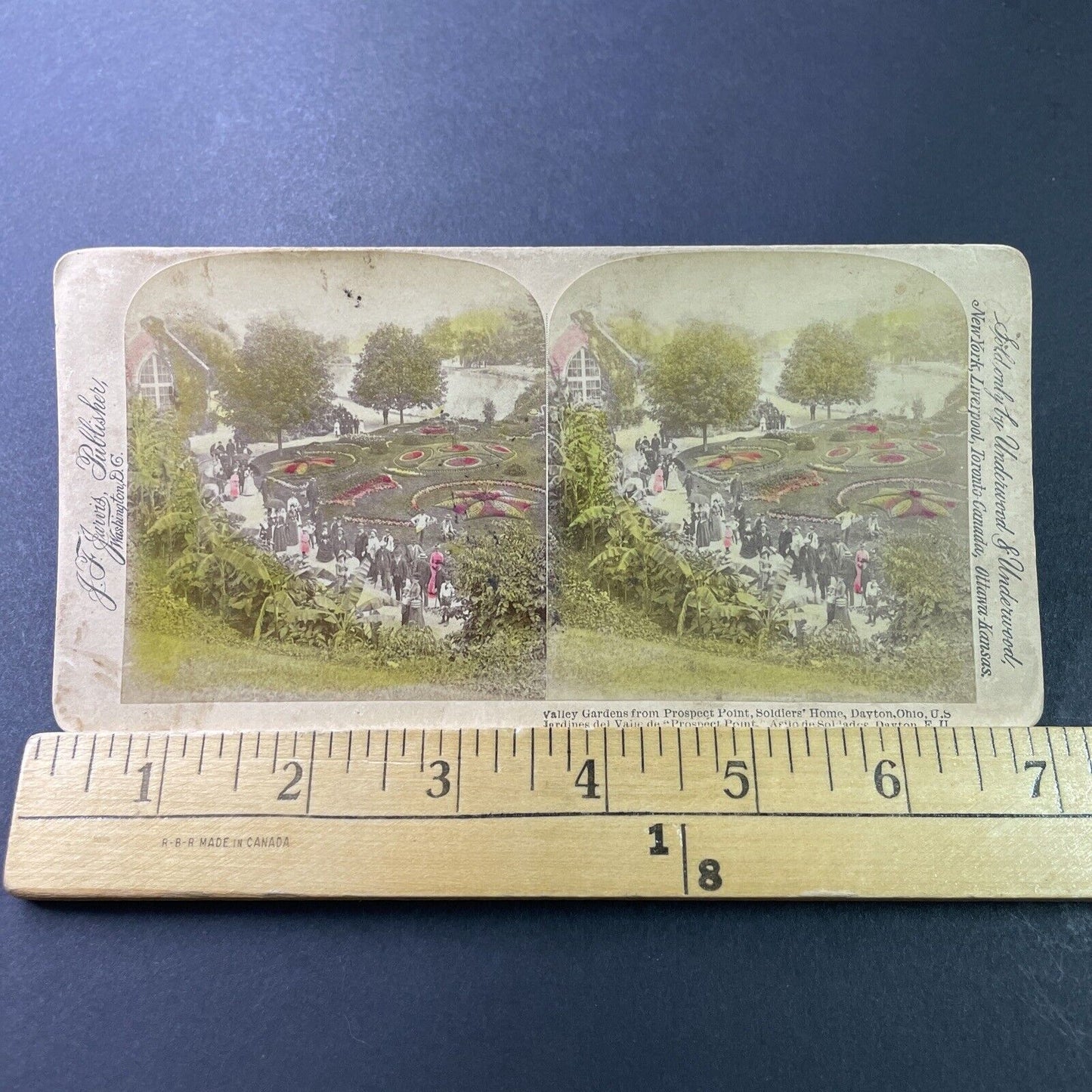 Antique 1870s Soldiers Home Gardens Dayton Ohio Stereoview Photo Card P3297