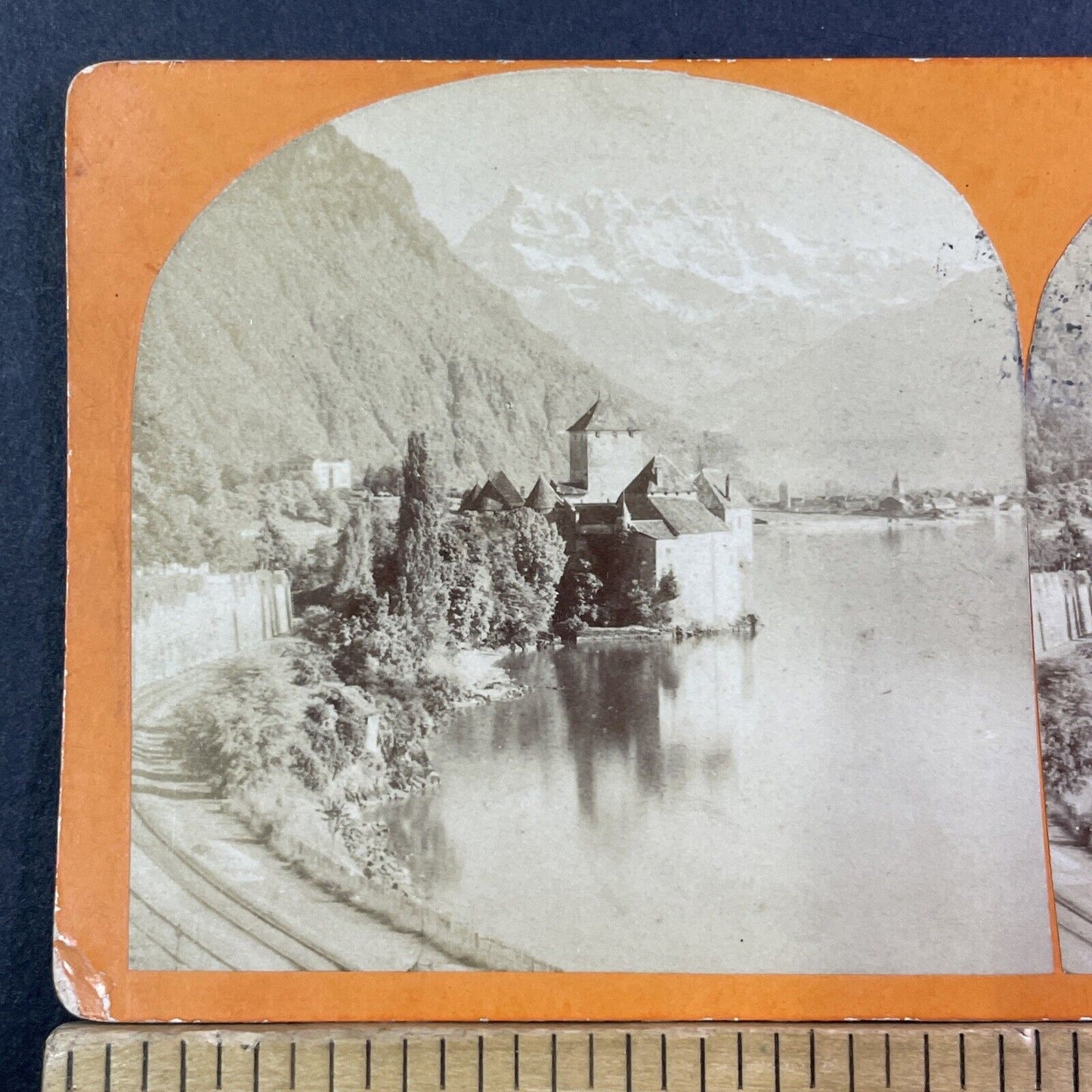 Chillon Castle Veytaux Switzerland Stereoview J. Jullien Antique c1893 X2610
