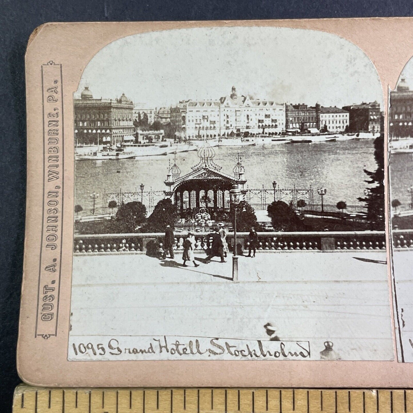 Grand Hotel Stockholm Sweden Stereoview Gustave A. Johnson Antique c1875 X3299