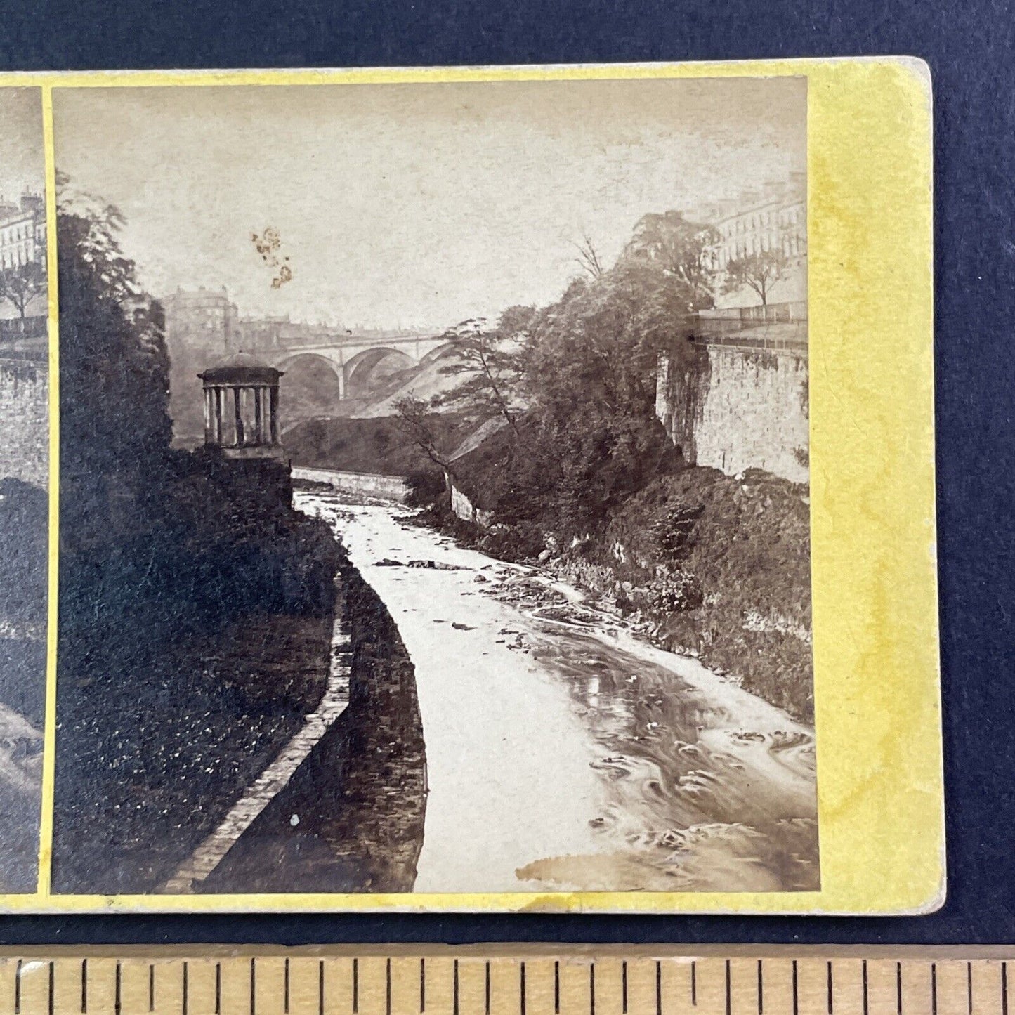 St. Bernard's Well Edinburgh Scotland Stereoview Dean Bridge Antique c1870 X3567