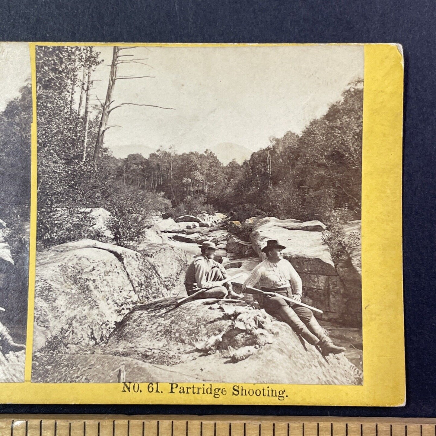 Hunters With Rifles In White Mountains NH Stereoview Antique c1872 X2751