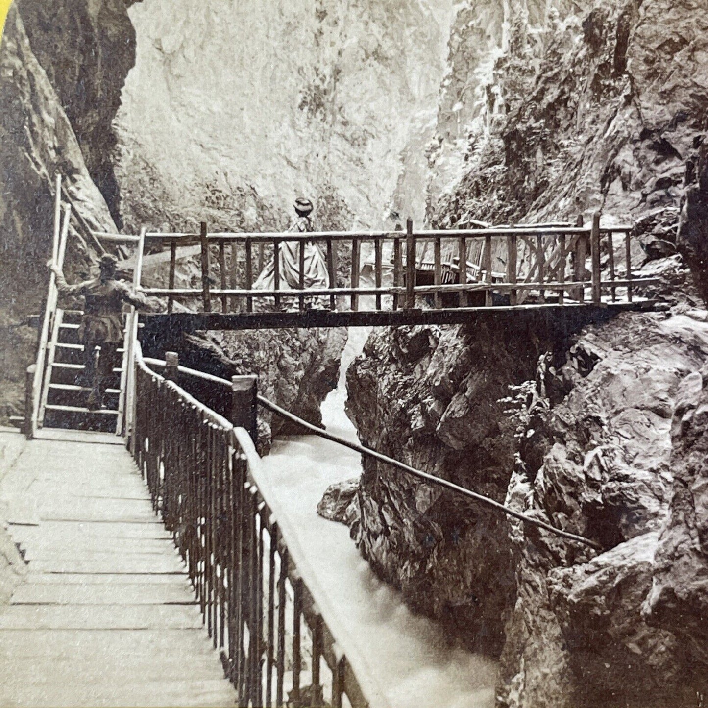 Trient Gorge Martigny Switzerland Stereoview William England Antique c1870 X4234