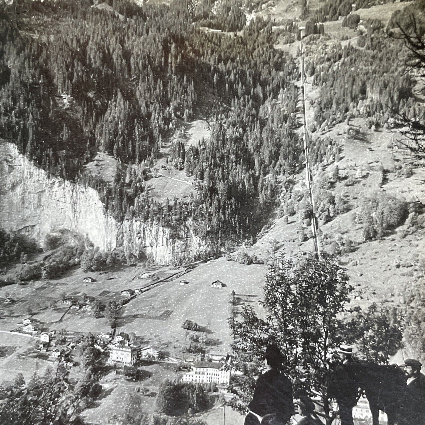 Antique 1901 Cable Car Road To Murren Switzerland Stereoview Photo Card V2886