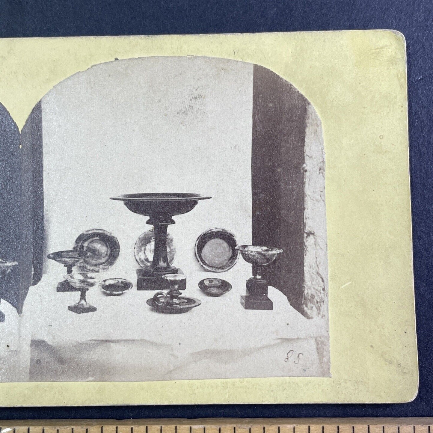 Dinnerware made from Flour and Alabaster  Stereoview Castleton UK c1860s Y1424