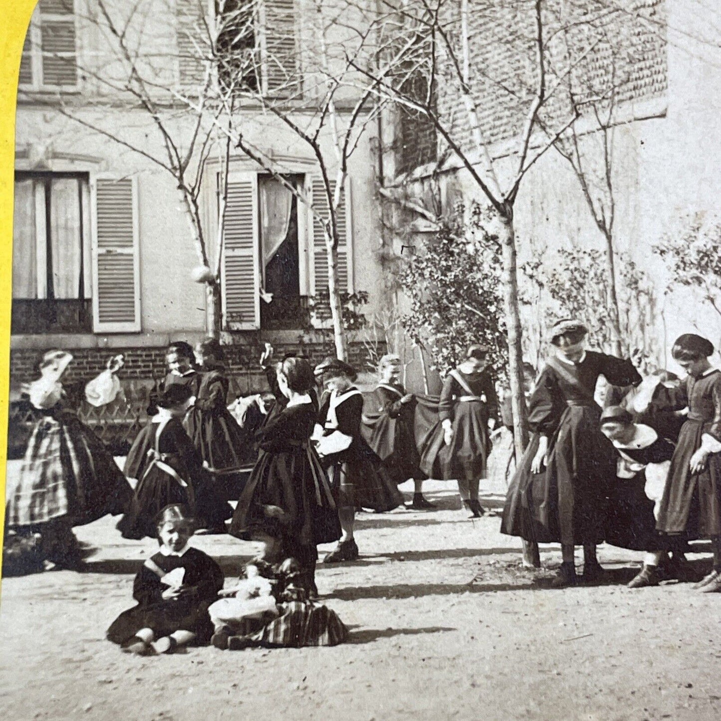 Hungarian Children Learning Traditional Dance Stereoview Antique c1870 X3217