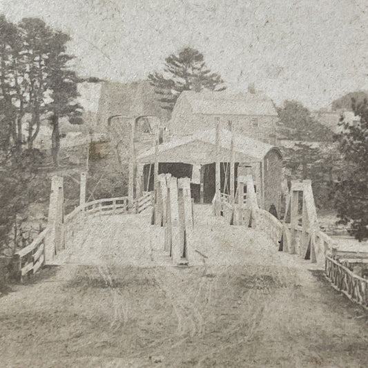 Antique 1870s Essex Chain Bridge Newburyport MA Stereoview Photo Card V2112