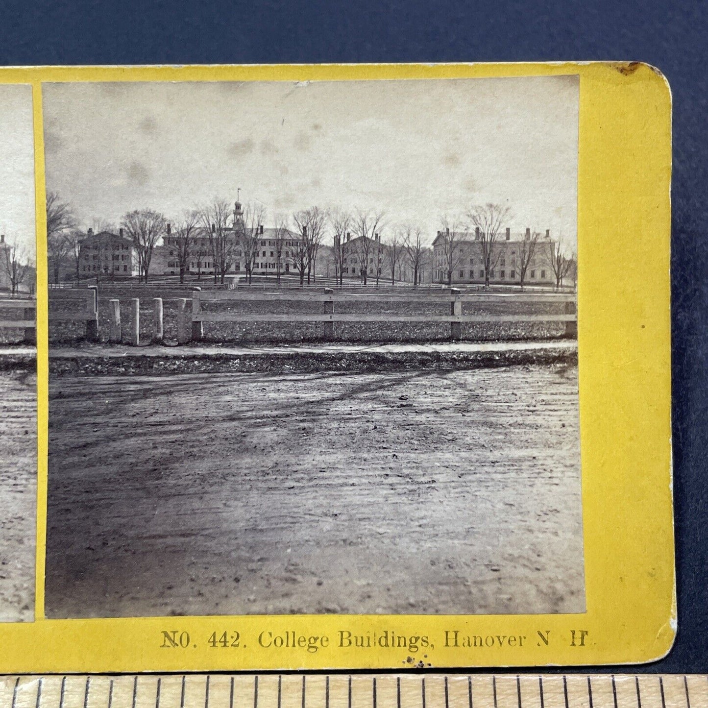 Antique 1870s Dartmouth College Hanover NH Stereoview Photo Card V1970