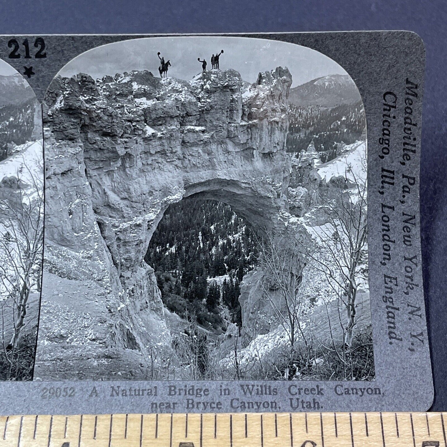 Antique 1910s Willis Creek Canyon Bridge Utah Stereoview Photo Card V2178