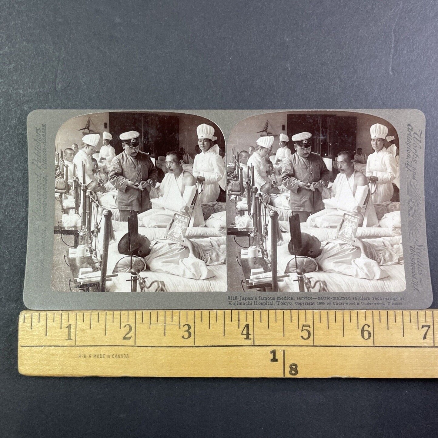 Wounded Japanese Soldiers Stereoview Russo-Sino War Antique c1905 X3887