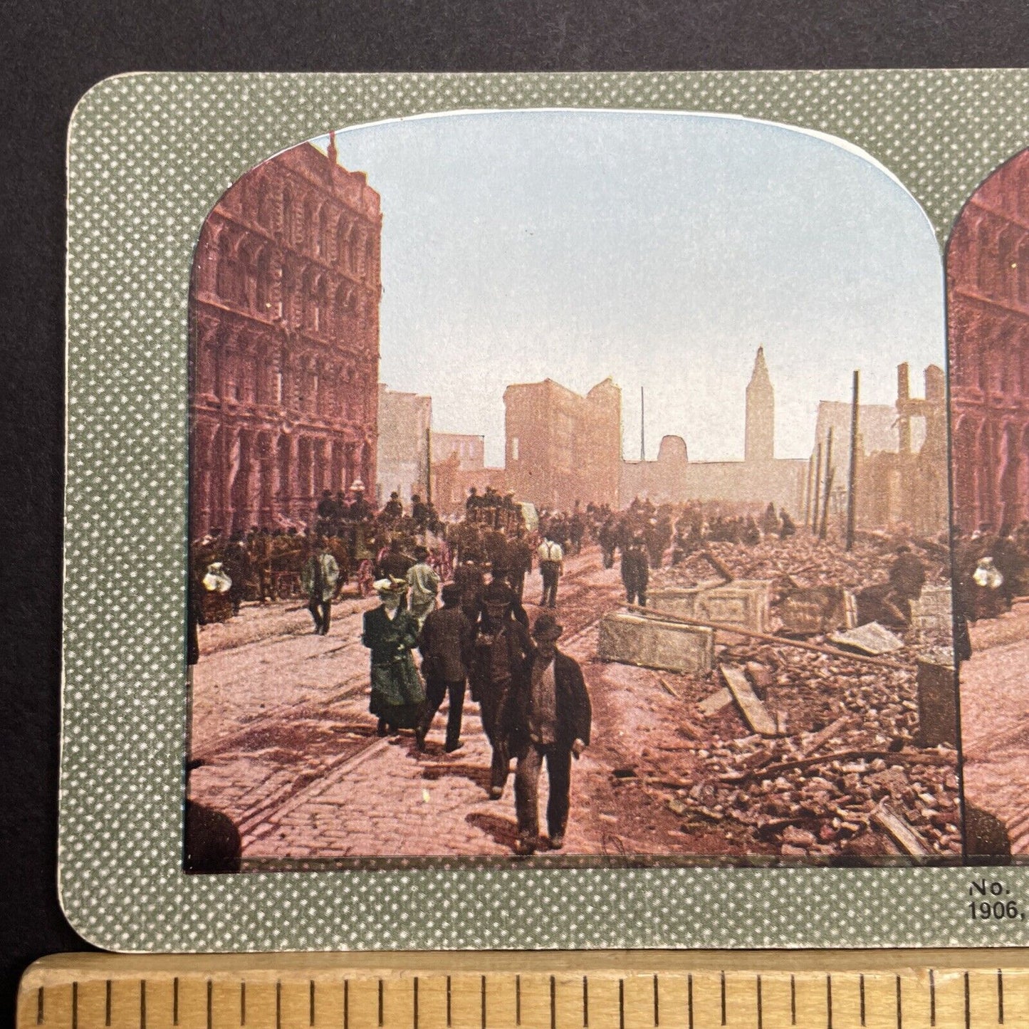 Antique 1910s San Francisco Earthquake Market St Stereoview Photo Card 2300-37