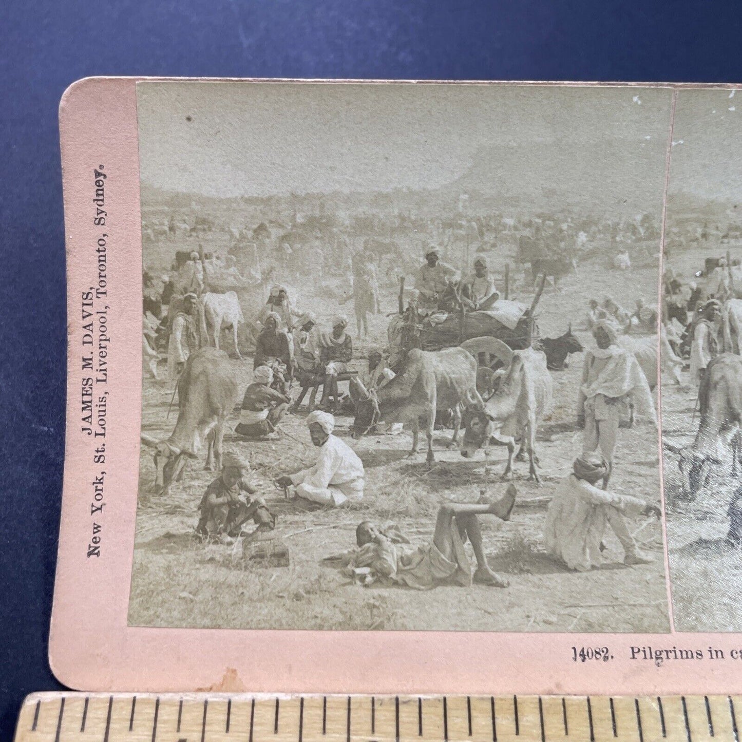 Antique 1901 Poor Peasants & Pilgrims In India Stereoview Photo Card P3943