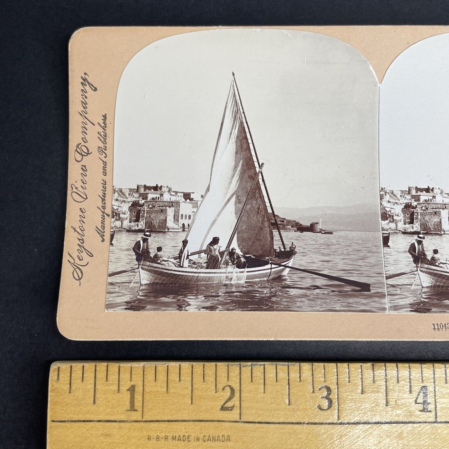 Antique 1900 Palestinian Fisherman Sea Of Galilee Stereoview Photo Card P948