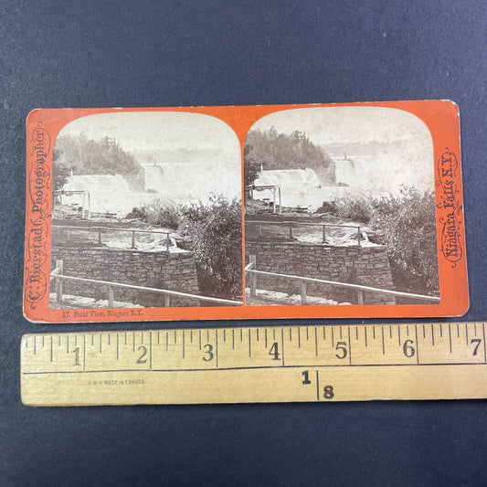 Dry Stone Wall Niagara Falls New York Stereoview  Charles Bierstadt c1870s Y1832