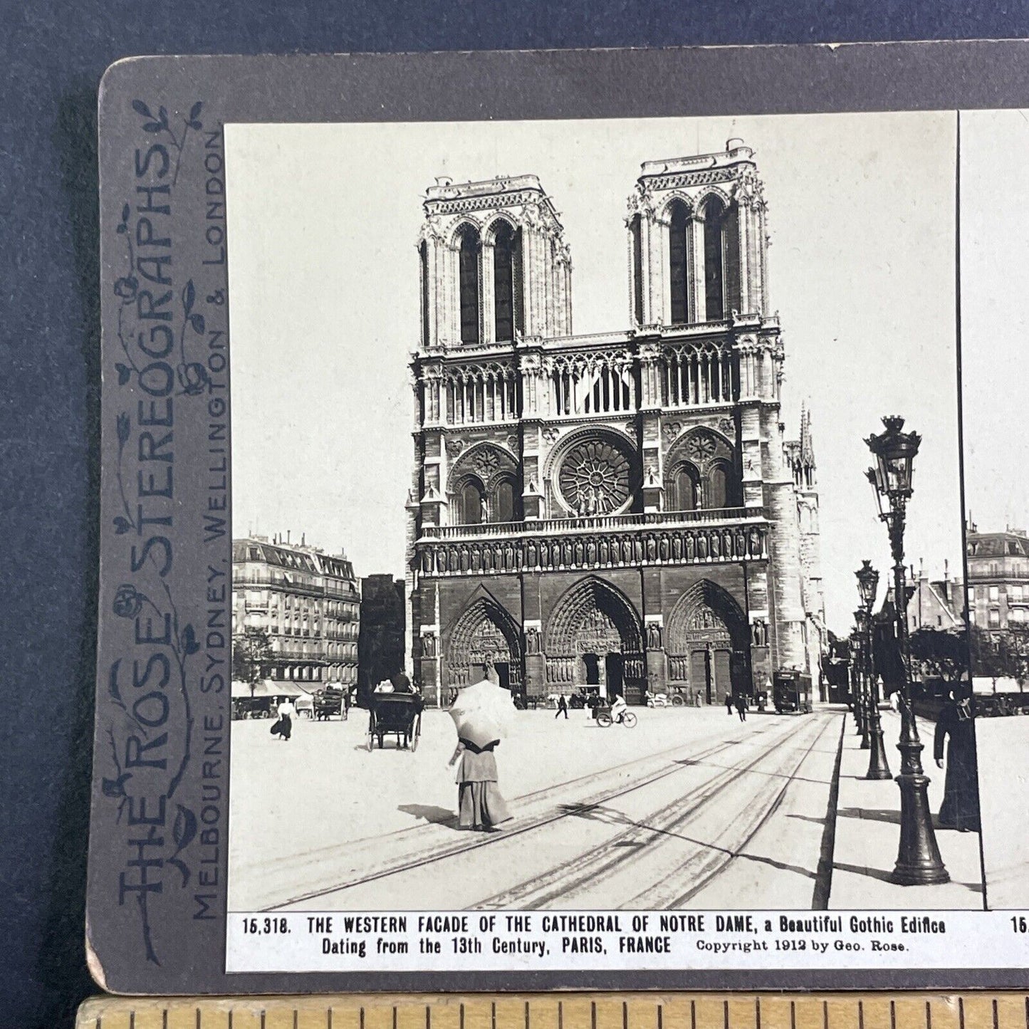 Notre Dame Church Paris France Stereoview George Rose Antique c1912 X3194