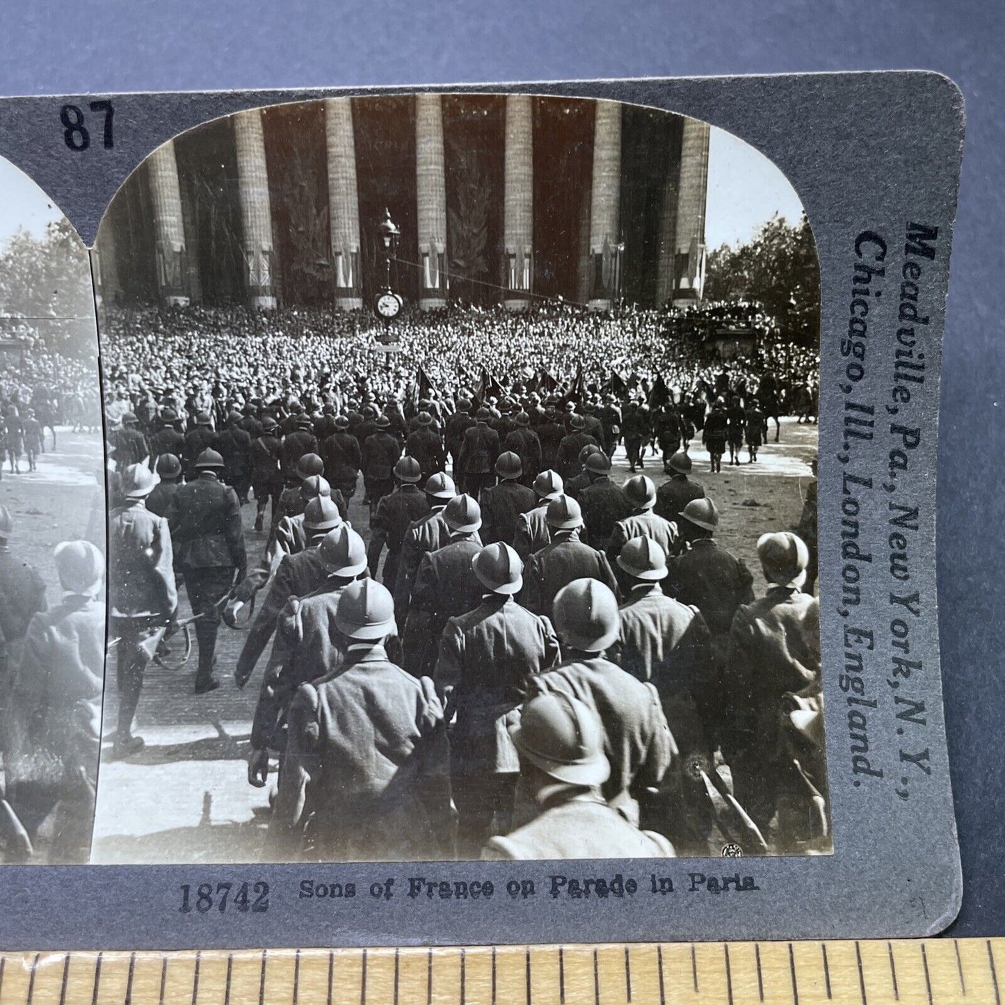 Antique 1918 France World War 1 Victory Parade Stereoview Photo Card P2758