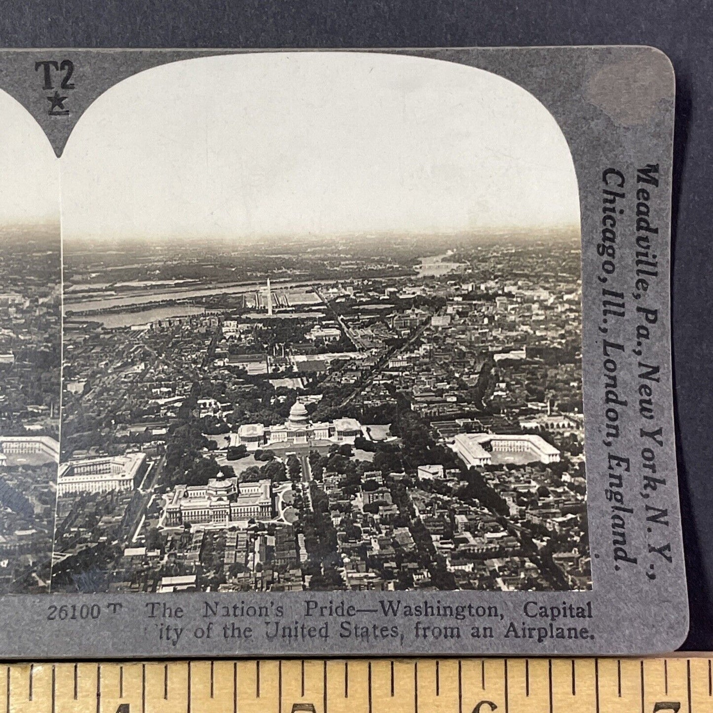 Washington D.C. Aerial View Stereoview Antique c1920s Y983