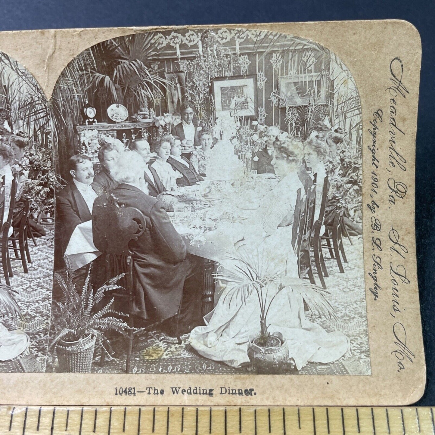 Antique 1901 Typical Victorian Wedding Dinner Stereoview Photo Card P2849