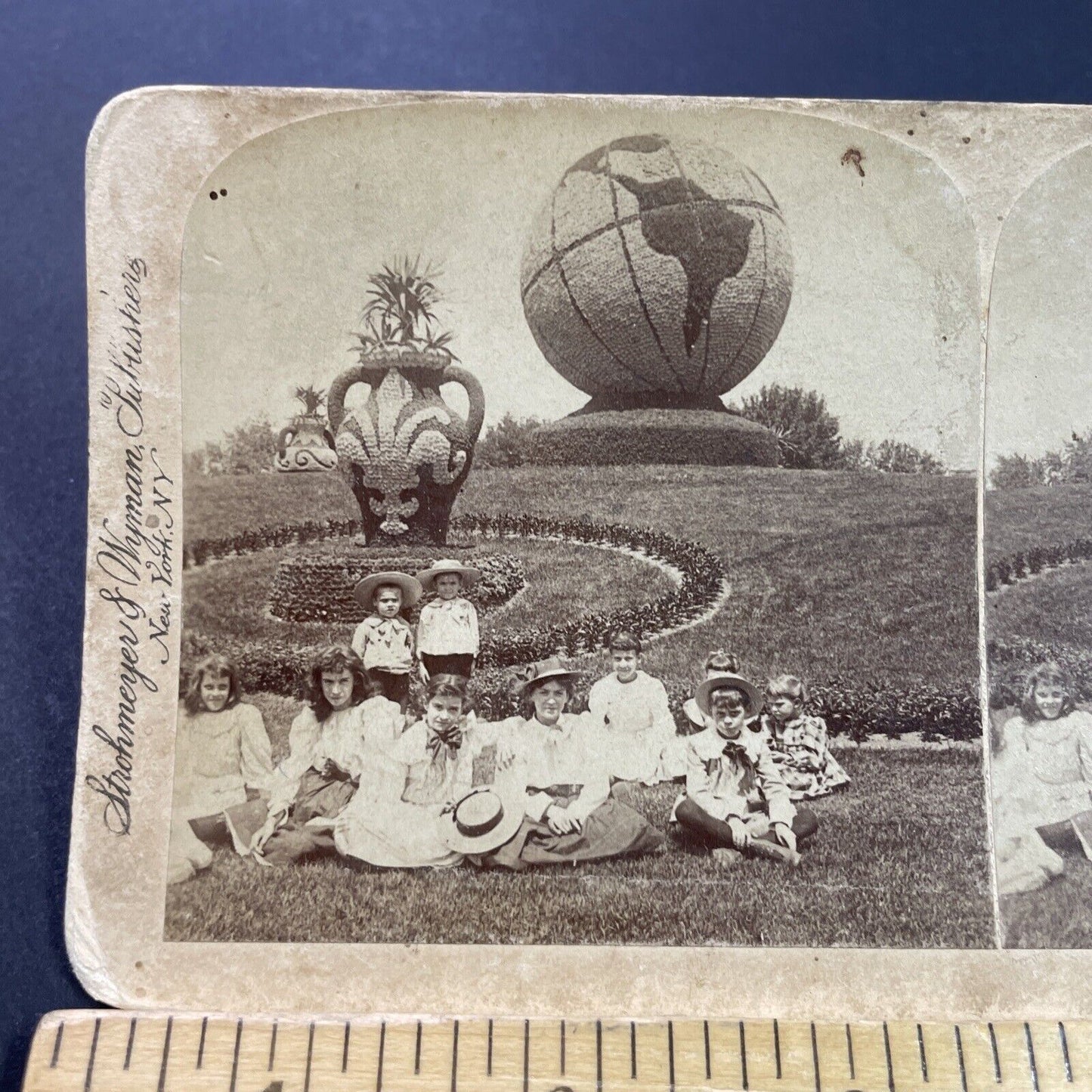 Antique 1894 Massive Globe In Chicago Illinois Park Stereoview Photo Card P3868